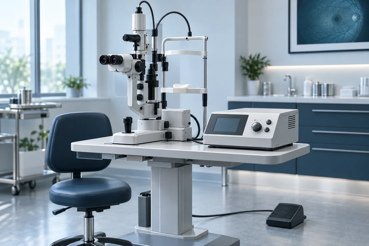 IRIDEX laser technology — AI-generated equipment illustration